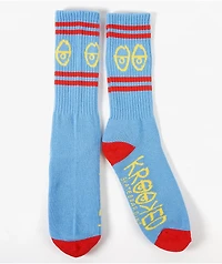 Krooked Eyes Light Blue Crew Socks