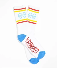 Krooked Eyes White & Black Crew Socks