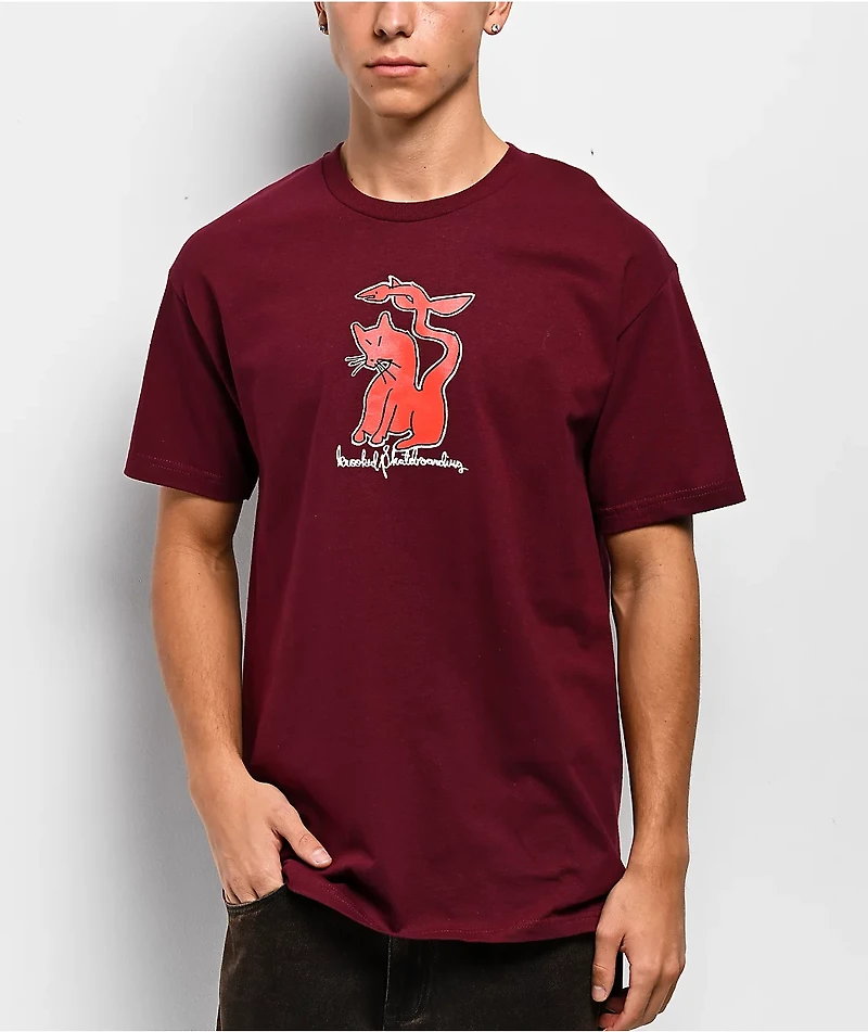Krooked Kat Serpent Burgundy T-Shirt