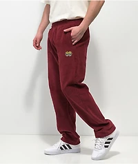 Krooked Kords Burgundy Corduroy Elastic Waist Skate Pants