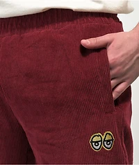 Krooked Kords Burgundy Corduroy Elastic Waist Skate Pants