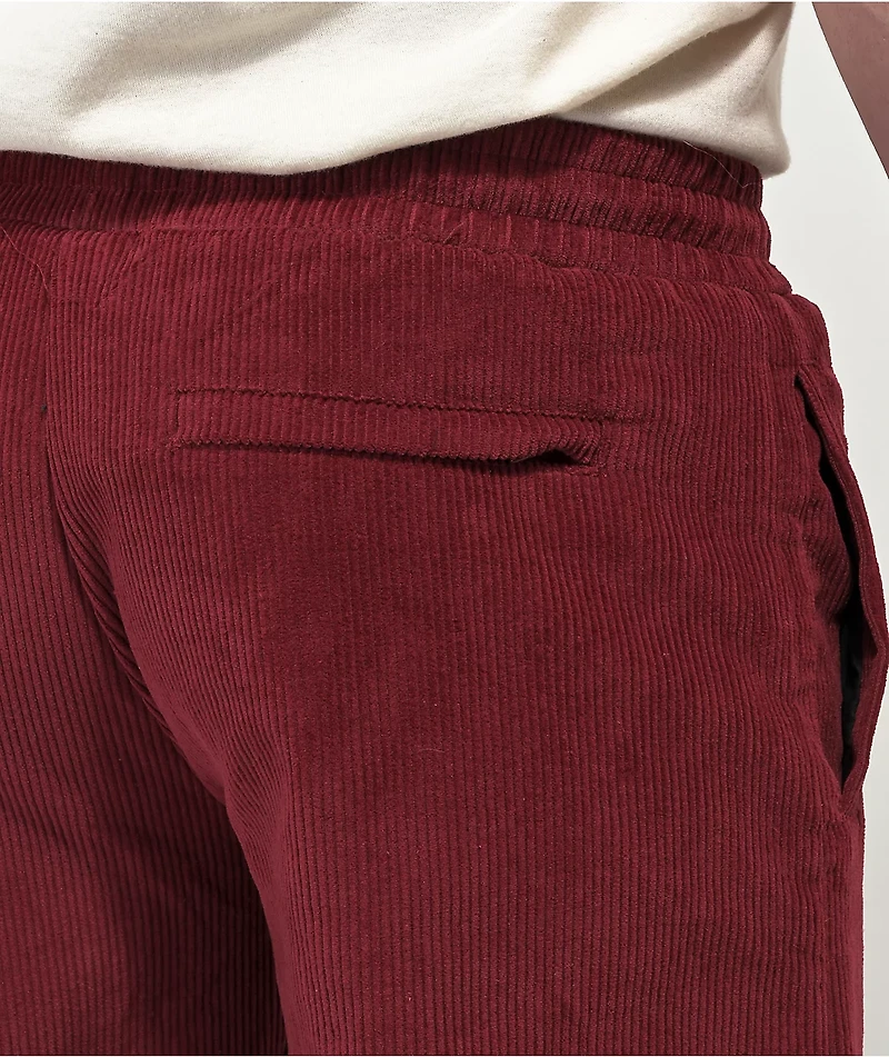 Krooked Kords Burgundy Corduroy Elastic Waist Skate Pants