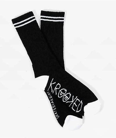 Krooked Multi Flowers Black Crew Socks