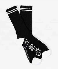 Krooked Multi Flowers Black Crew Socks