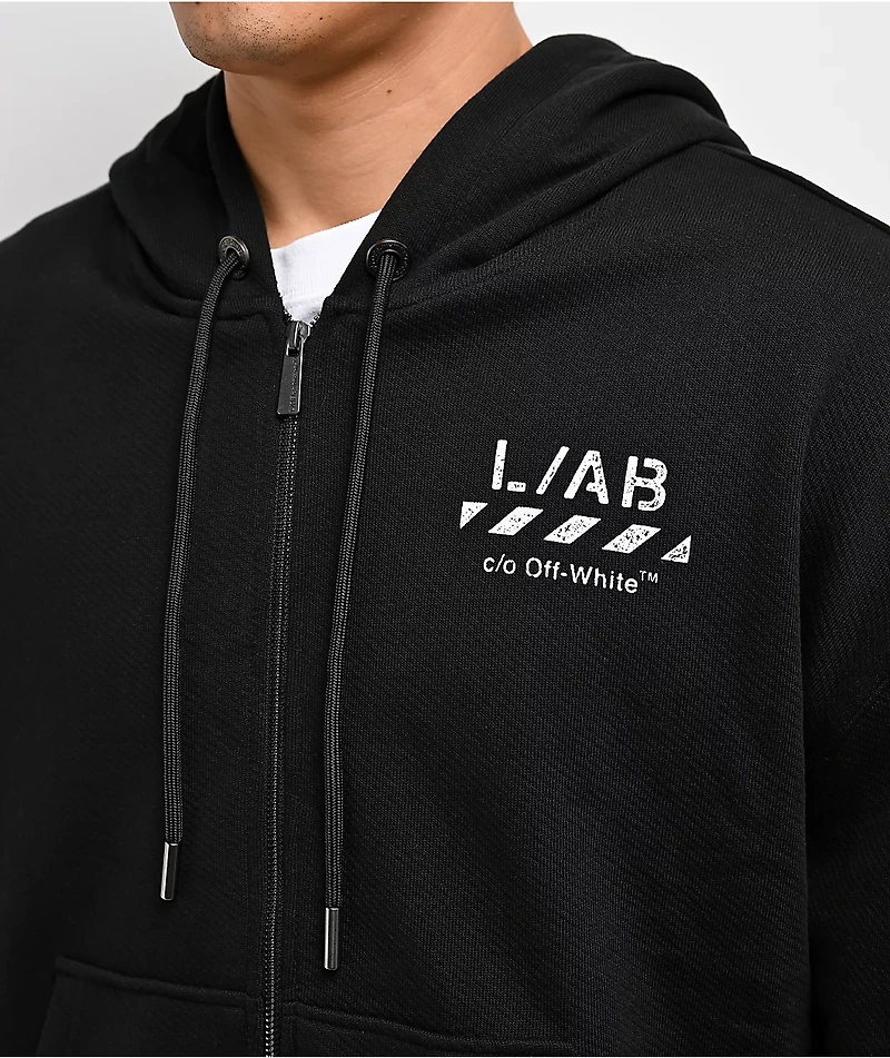 L/AB c/o Off-White™ Core Diagonal Black Zip Hoodie