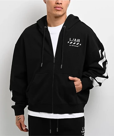 L/AB c/o Off-White™ Core Diagonal Black Zip Hoodie