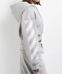 L/AB c/o Off-White™ Core Diagonal Heather Grey Crop Hoodie
