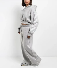L/AB c/o Off-White™ Core Diagonal Heather Grey Crop Hoodie
