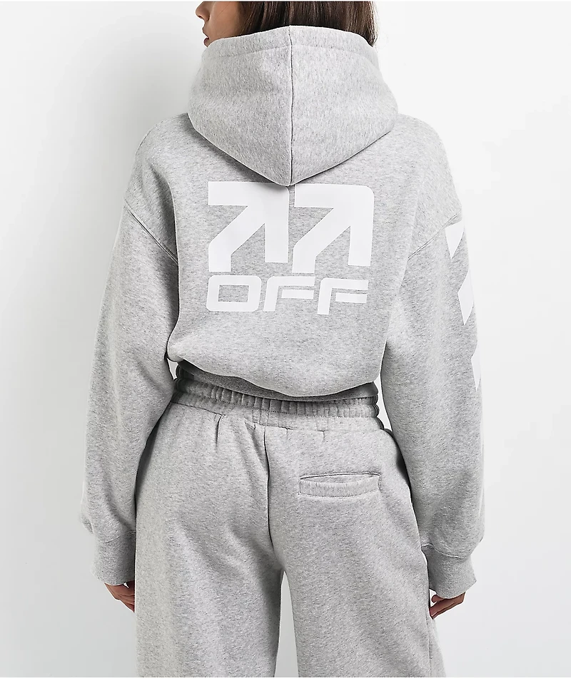 L/AB c/o Off-White™ Core Diagonal Heather Grey Crop Hoodie