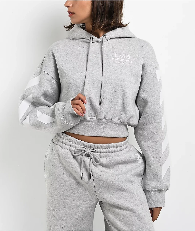 L/AB c/o Off-White™ Core Diagonal Heather Grey Crop Hoodie