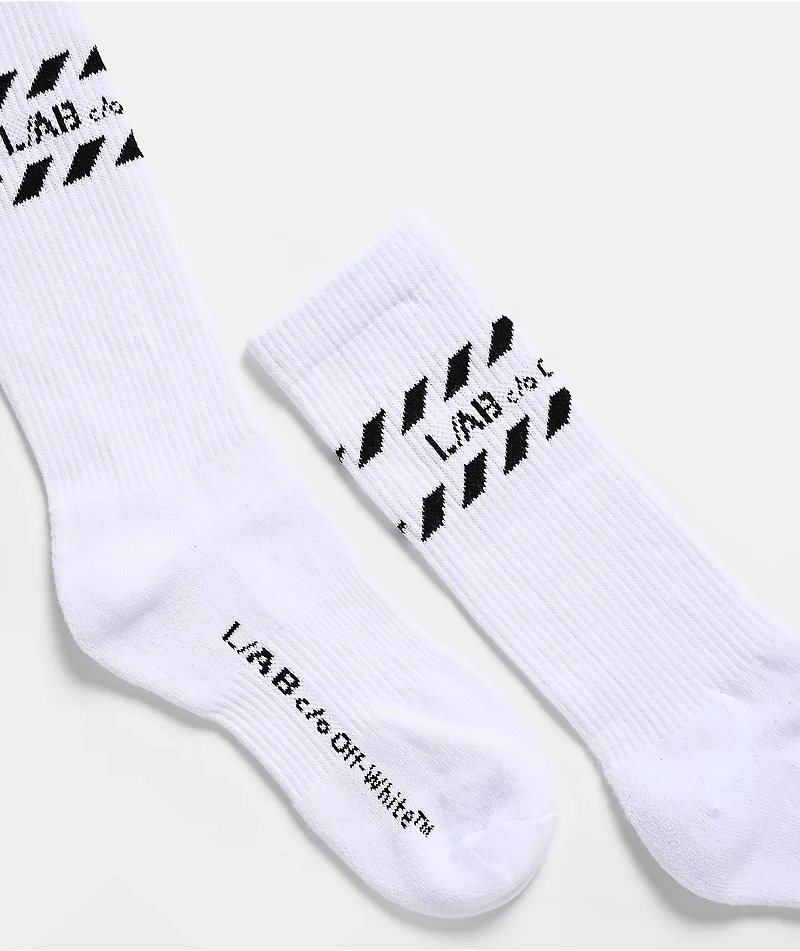 L/AB c/o Off-White™ Diagonal Stripe 3 Pack White Crew Socks