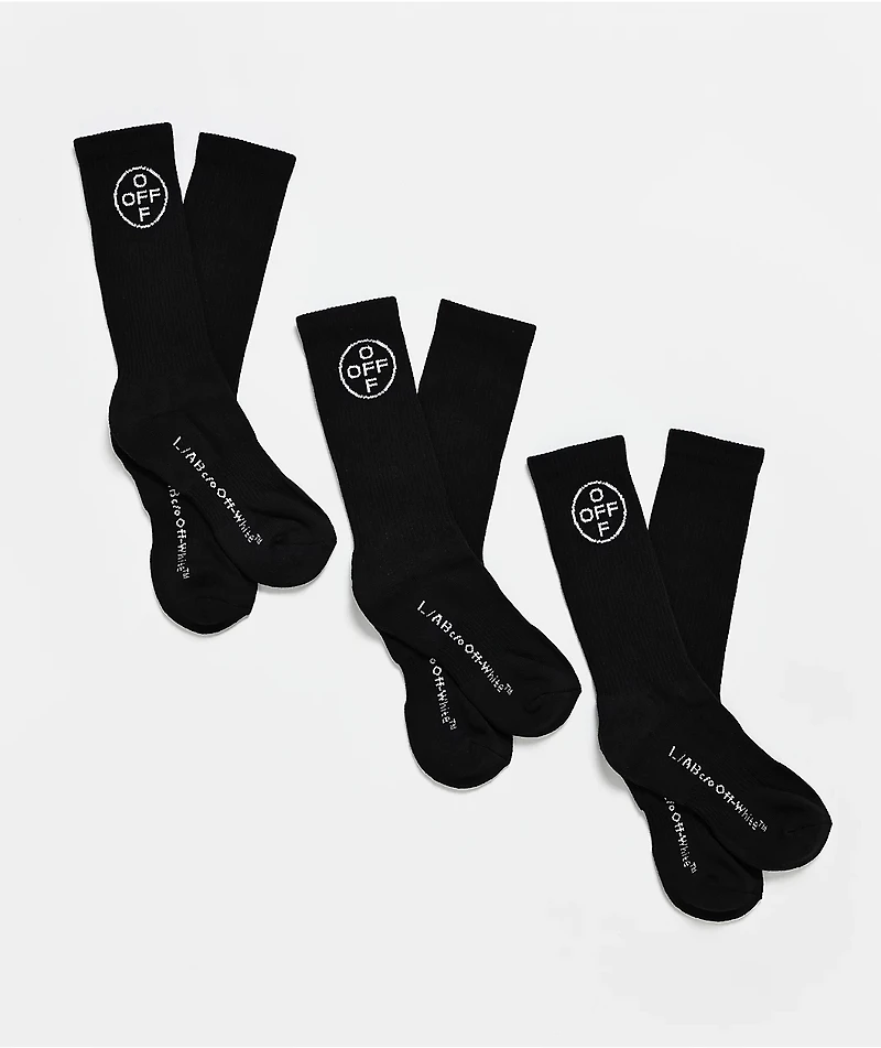 L/AB c/o Off-White™ Logo 3 Pack Black Crew Socks
