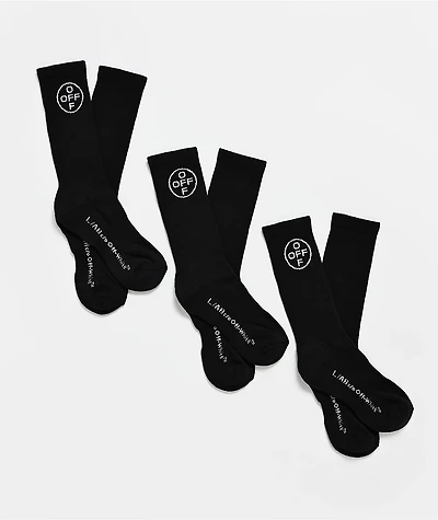 L/AB c/o Off-White™ Logo 3 Pack Black Crew Socks