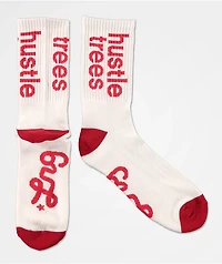 LRG Hustle Trees White & Red Crew Socks