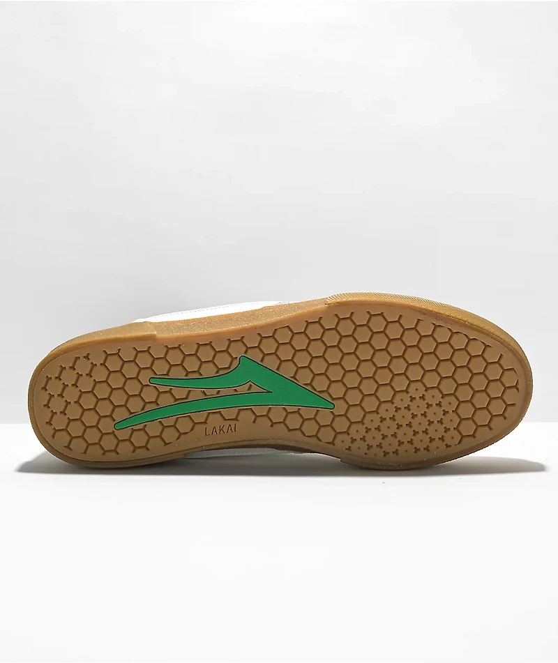 Lakai Cambridge Mid White, Green & Gum Skate Shoes