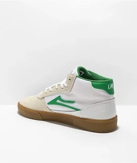 Lakai Cambridge Mid White, Green & Gum Skate Shoes