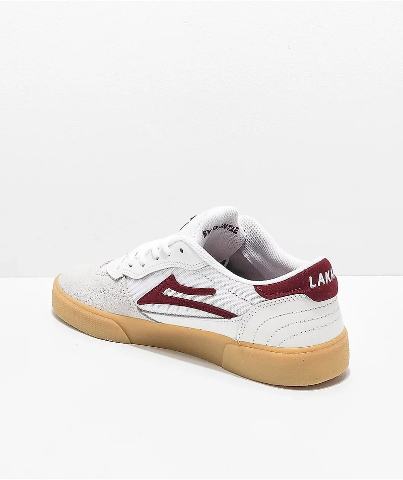 Lakai Cambridge White, Burgundy & Gum Skate Shoes