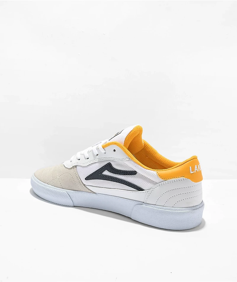 Lakai Cambridge White, Navy & Yellow Skate Shoes