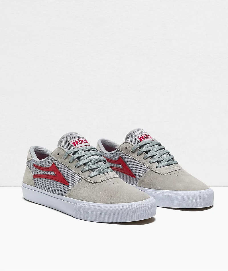 Lakai Manchester Grey & Red Suede Skate Shoes