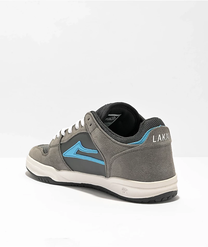Lakai Telford Low Grey & Cyan Suede Skate Shoes