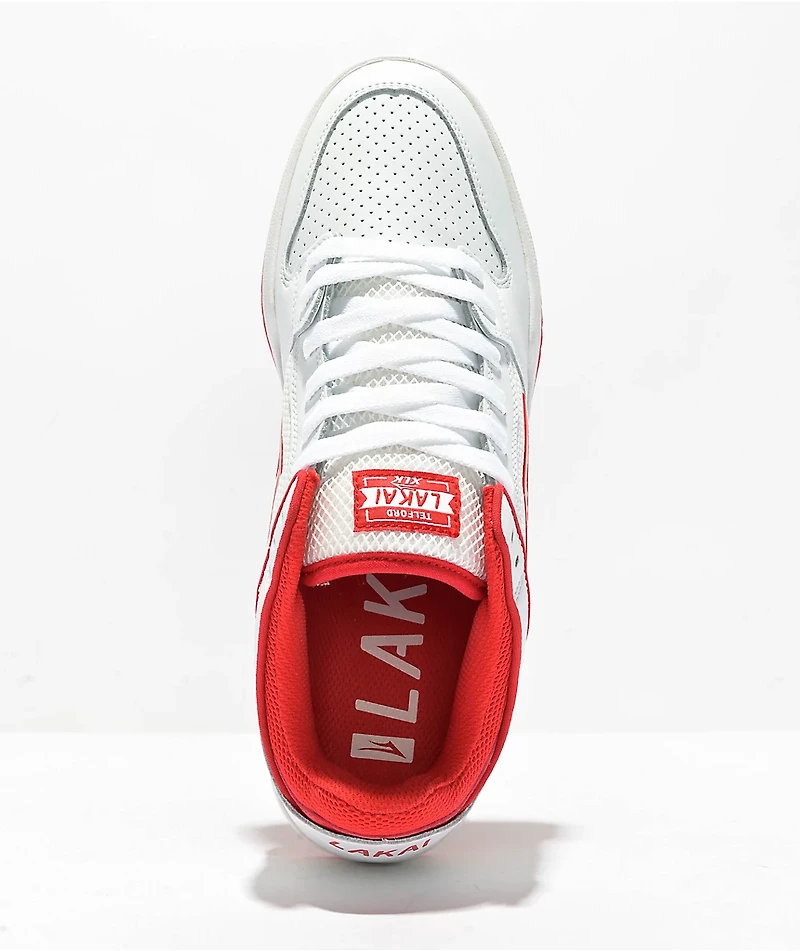 Lakai Telford Low White & Red Skate Shoes