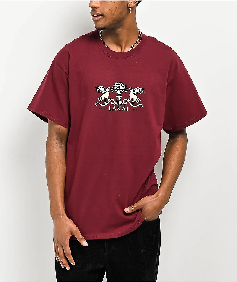 Lakai Terrace Birds Maroon T-Shirt