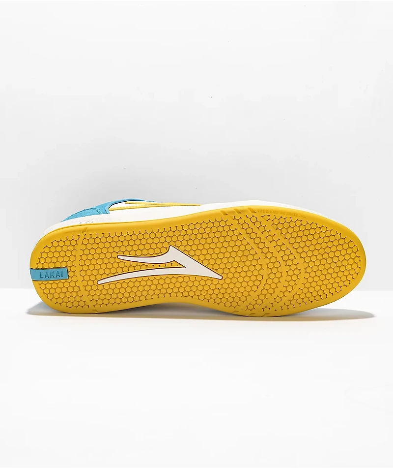 Lakai x Pacifico Telford White, Cyan, & Yellow Low Top Skate Shoes