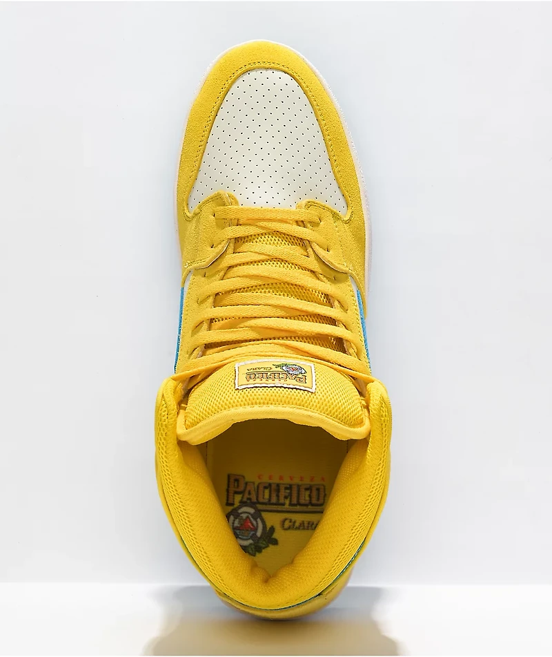 Lakai x Pacifico Telford White, Cyan, & Yellow Skate Shoes
