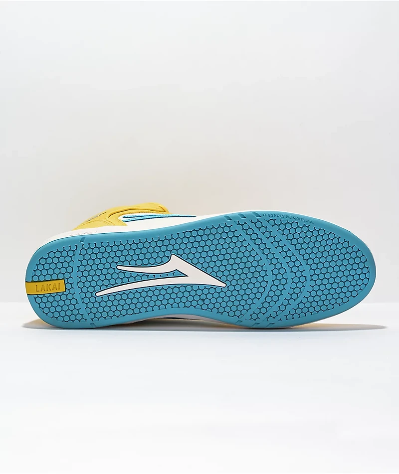 Lakai x Pacifico Telford White, Cyan, & Yellow Skate Shoes