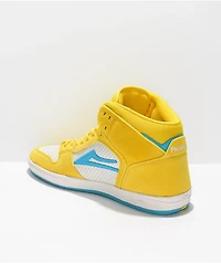 Lakai x Pacifico Telford White, Cyan, & Yellow Skate Shoes