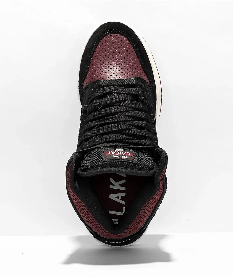Lakai x The Pharcyde Kids Telford Black & Burgundy Suede Skate Shoes