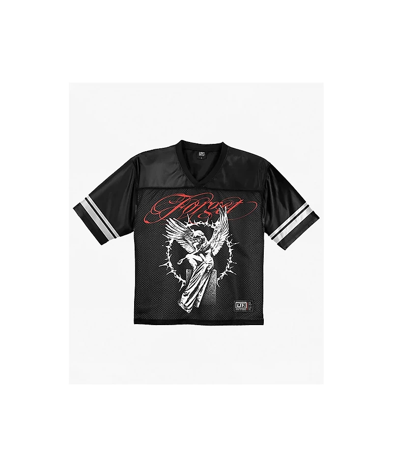 Learn To Forget Angel Black Crop Football Jersey
