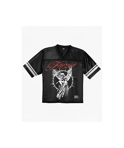 Learn To Forget Angel Black Crop Football Jersey