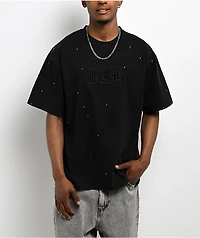Learn To Forget Arch Logo Rhinestone Black T-Shirt
