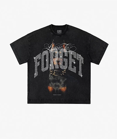 Learn To Forget Big Dog Rhinestone Black T-Shirt