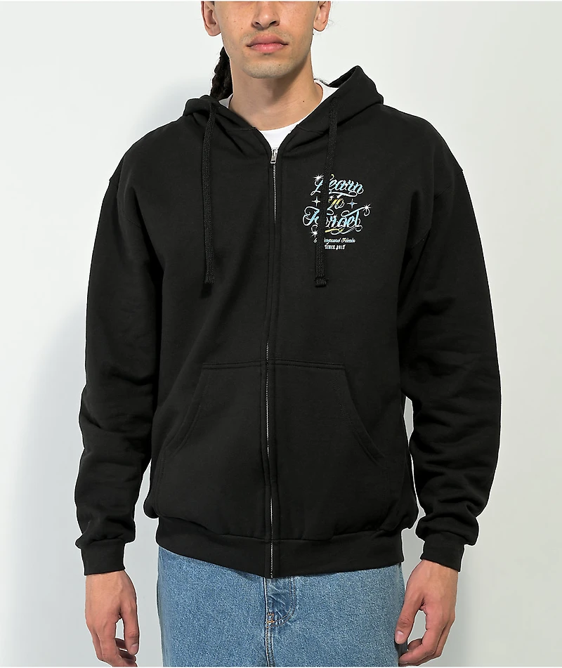 Learn To Forget OG Script Black Zip Hoodie
