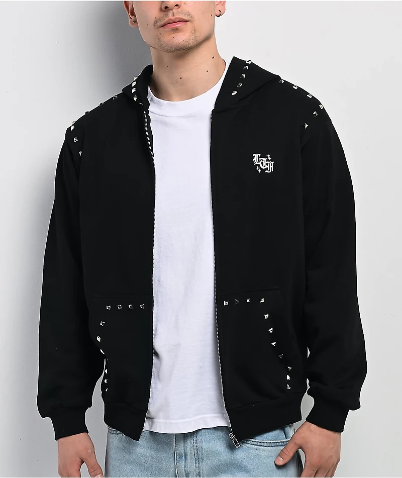 Learn To Forget Punk Stud Black Zip Hoodie