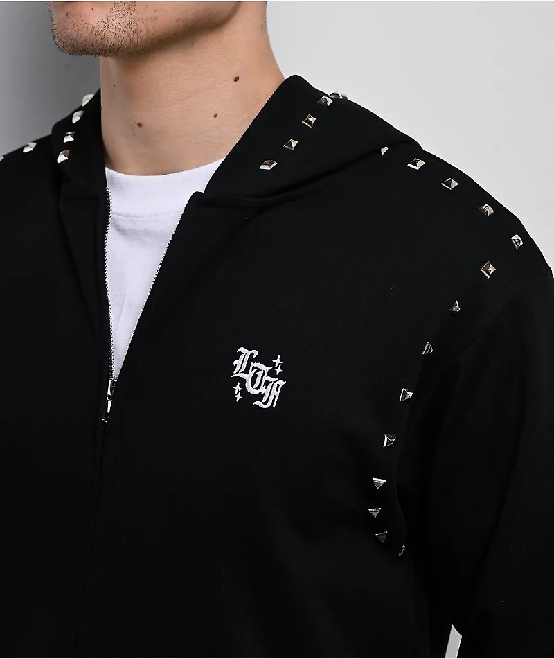 Learn To Forget Punk Stud Black Zip Hoodie