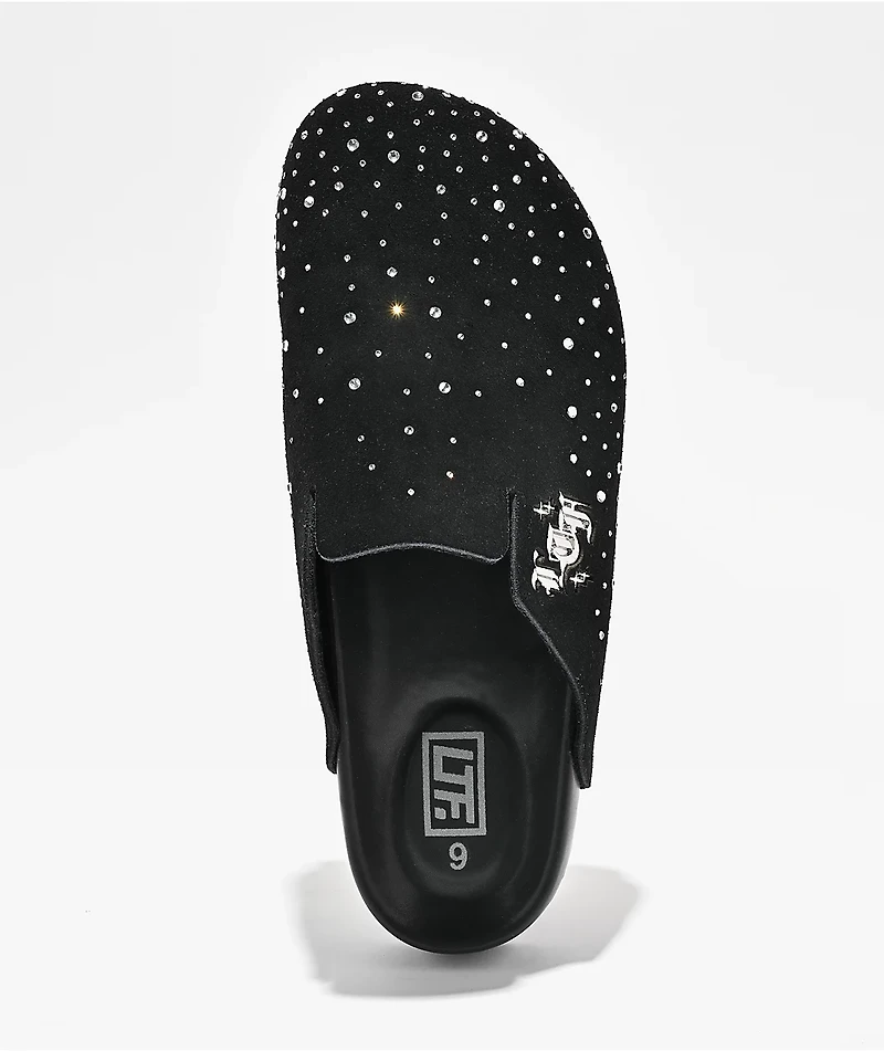 Learn To Forget Rhinestone Black Mule Sandals
