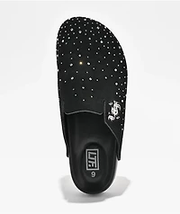 Learn To Forget Rhinestone Black Mule Sandals