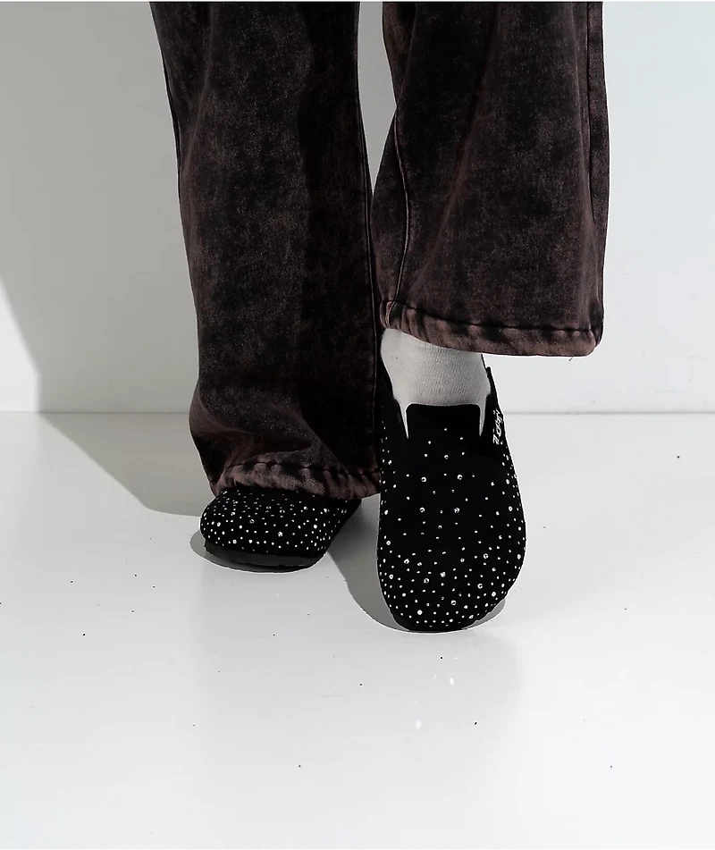 Learn To Forget Rhinestone Black Mule Sandals