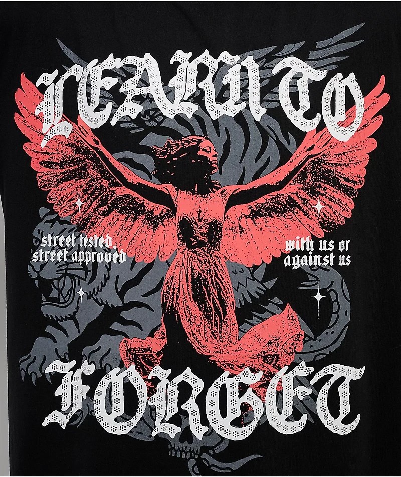 Learn To Forget Saint Angela Rhinestone Black T-Shirt