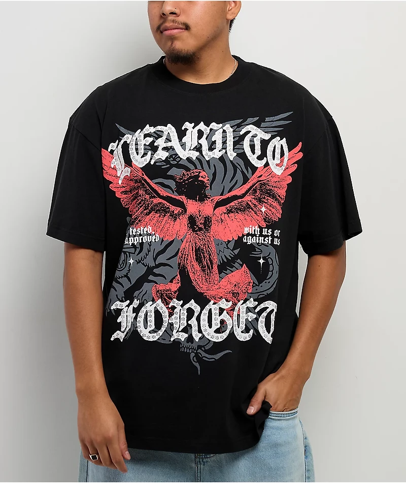 Learn To Forget Saint Angela Rhinestone Black T-Shirt