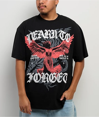 Learn To Forget Saint Angela Rhinestone Black T-Shirt