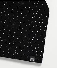 Learn To Forget Scattered Rhinestone Black Skully Beanie