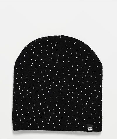 Learn To Forget Scattered Rhinestone Black Skully Beanie