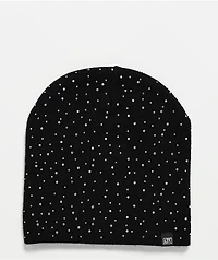 Learn To Forget Scattered Rhinestone Black Skully Beanie