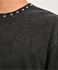 Learn To Forget Thrashed Studded Black Wash T-Shirt