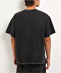 Learn To Forget Thrashed Studded Black Wash T-Shirt