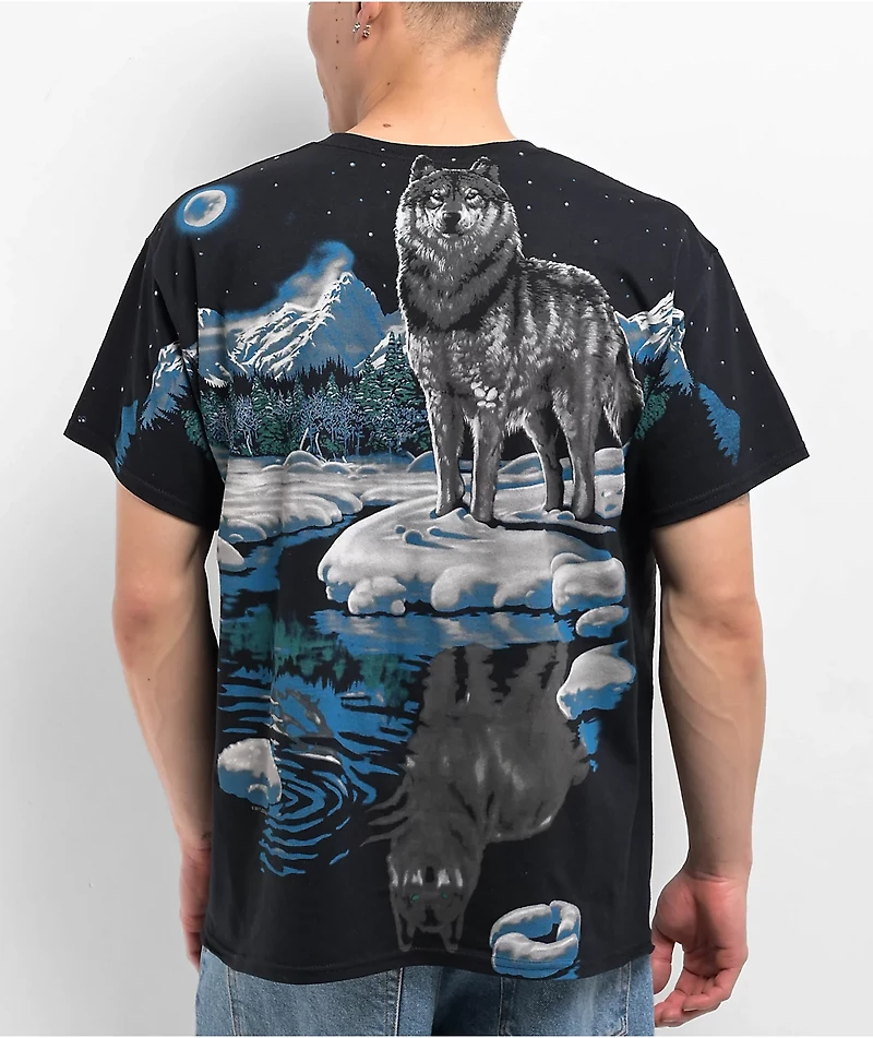 Liquid Blue Arctic Wolf Black T-Shirt
